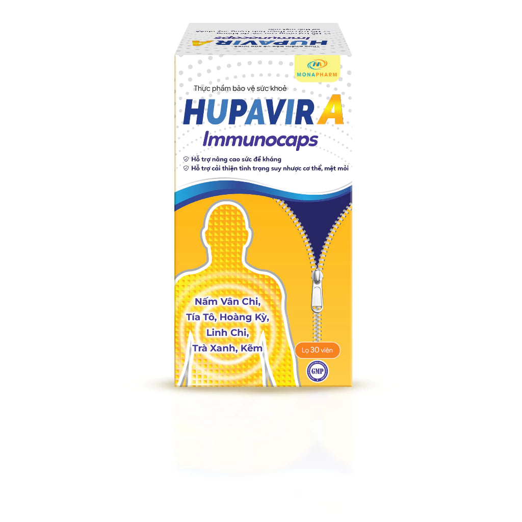 Viên uống Hupavir Immunocaps hỗ trợ đào thải HPV, sùi mào gà , hỗ trợ tăng cường đề kháng cho cả nam và nữ lọ 60 viên