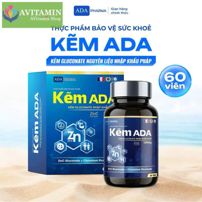 Kẽm ADA 60 Viên Zinc Gluconate Nhập Khẩu Pháp – Tăng Đề Kháng Hỗ Trợ Sức Khỏe