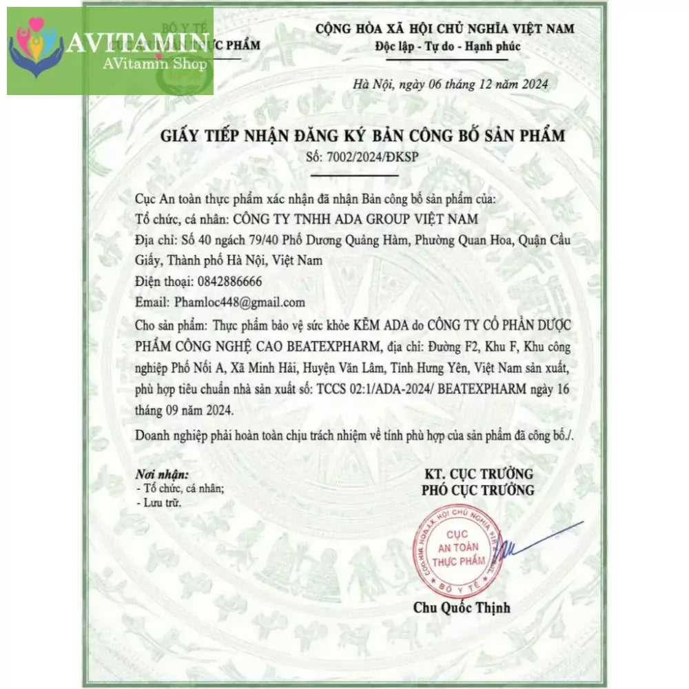 Kẽm ADA 60 Viên Zinc Gluconate Nhập Khẩu Pháp – Tăng Đề Kháng Hỗ Trợ Sức Khỏe