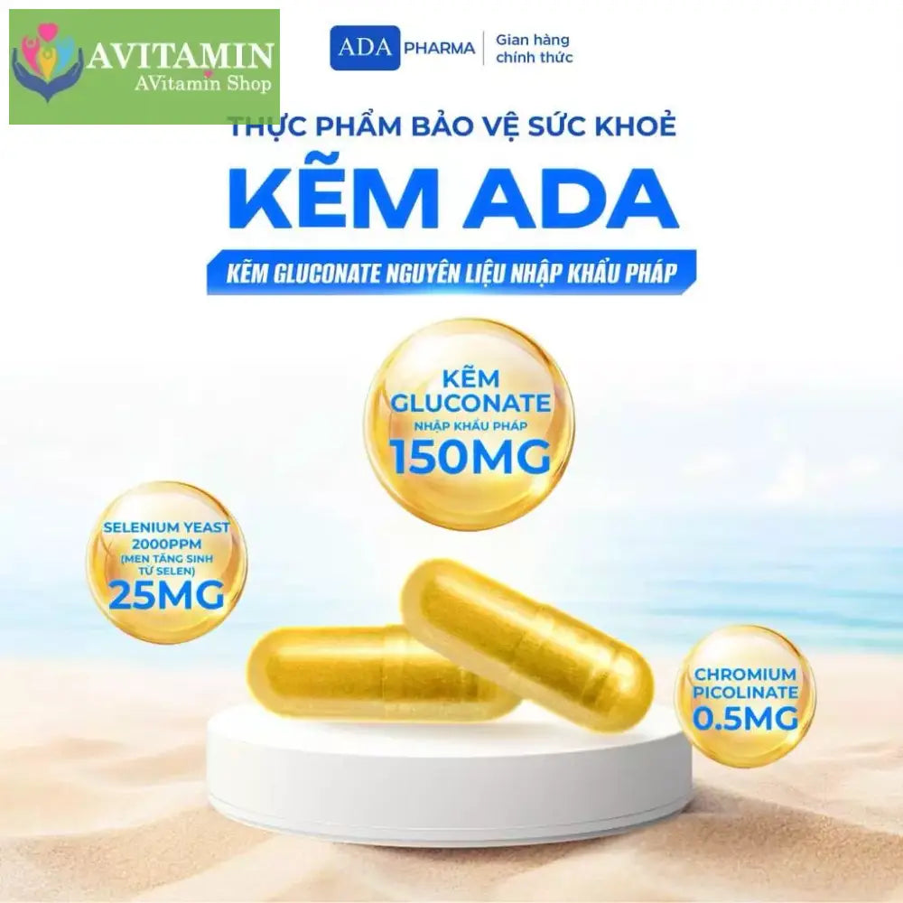 Kẽm ADA 60 Viên Zinc Gluconate Nhập Khẩu Pháp – Tăng Đề Kháng Hỗ Trợ Sức Khỏe