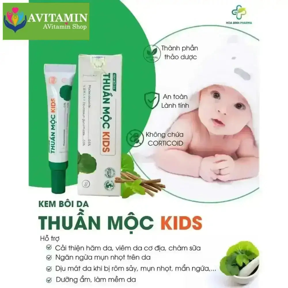 Kem Bôi Da Thuần Mộc Kids - Giúp Làm Dịu Mát Da Khi Bị Rôm Sảy, Mẩn Ngứa, Bảo Vệ Da Cho Bé (Tuýp 12g) (Hàng Chính Hãng) - AVITAMINSHOP.COM