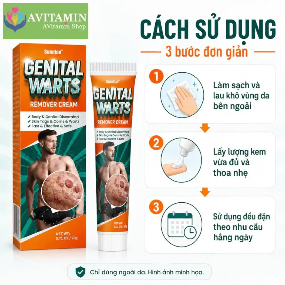 Kem bôi nam khoa Sumifun giúp giảm ngứa vùng kín làm sạch mụn cóc sùi mào gà 20g