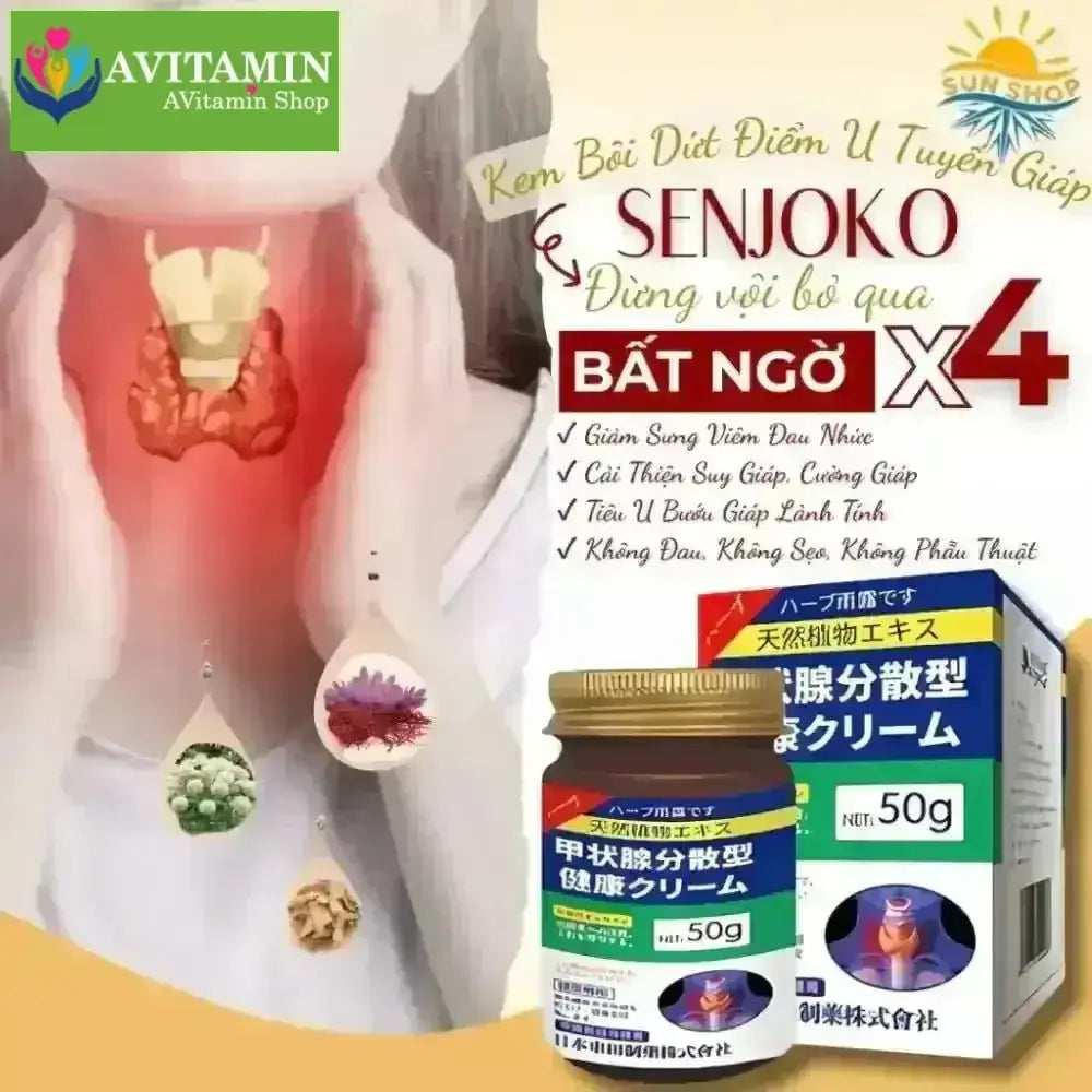 Kem Bôi SENJOKO NHẬT BẢN Hỗ Trợ Tan U Tuyến Giáp, Giảm Sưng Hạch Cổ, Giảm Kích Thước U, Giảm Sưng Viêm,Hạch Cổ - AVITAMINSHOP.COM