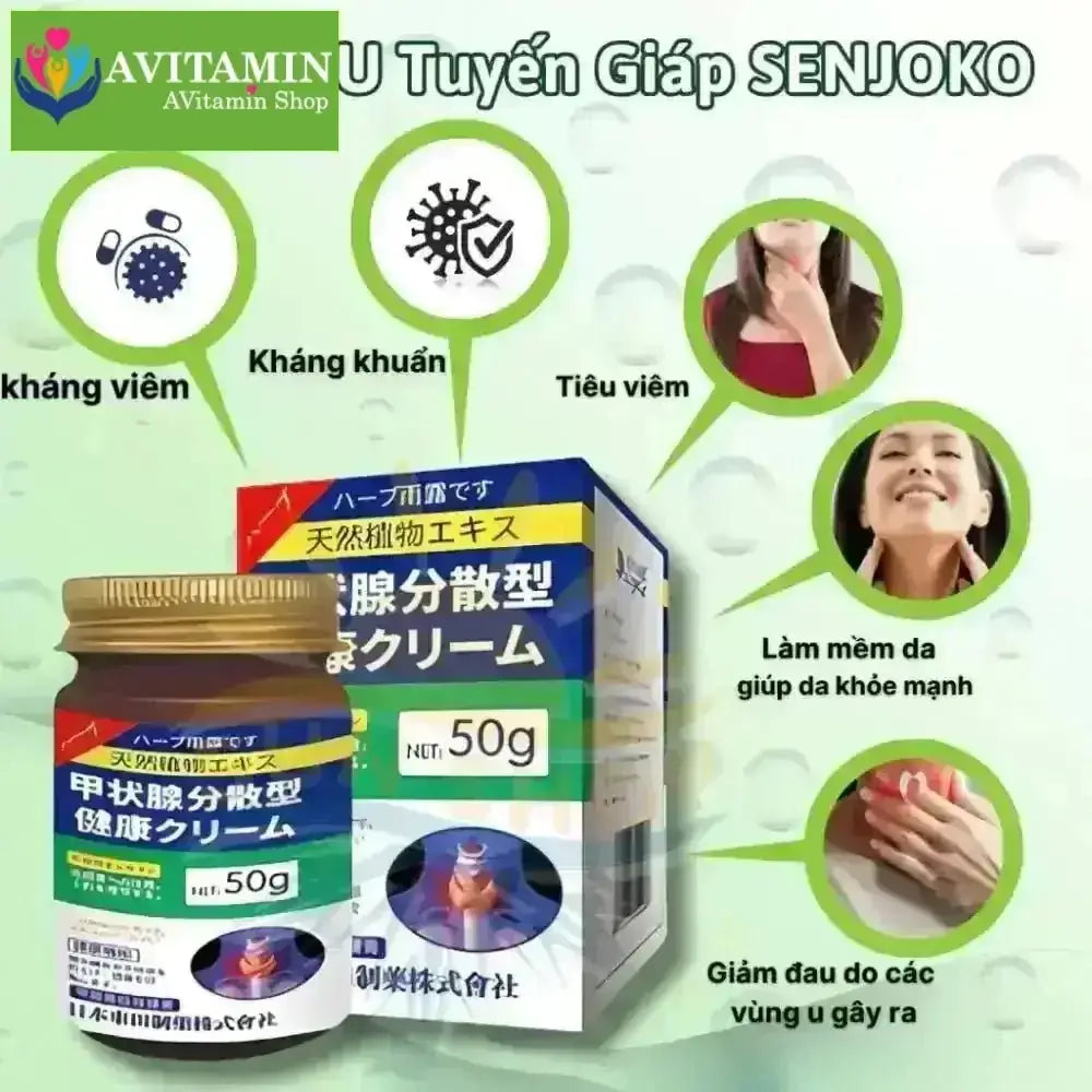 Kem Bôi SENJOKO NHẬT BẢN Hỗ Trợ Tan U Tuyến Giáp, Giảm Sưng Hạch Cổ, Giảm Kích Thước U, Giảm Sưng Viêm,Hạch Cổ - AVITAMINSHOP.COM