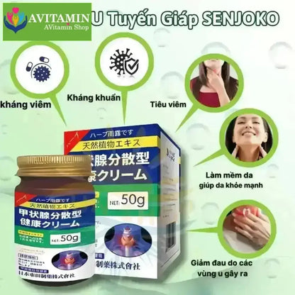 Kem Bôi SENJOKO NHẬT BẢN Hỗ Trợ Tan U Tuyến Giáp, Giảm Sưng Hạch Cổ, Giảm Kích Thước U, Giảm Sưng Viêm,Hạch Cổ - AVITAMINSHOP.COM