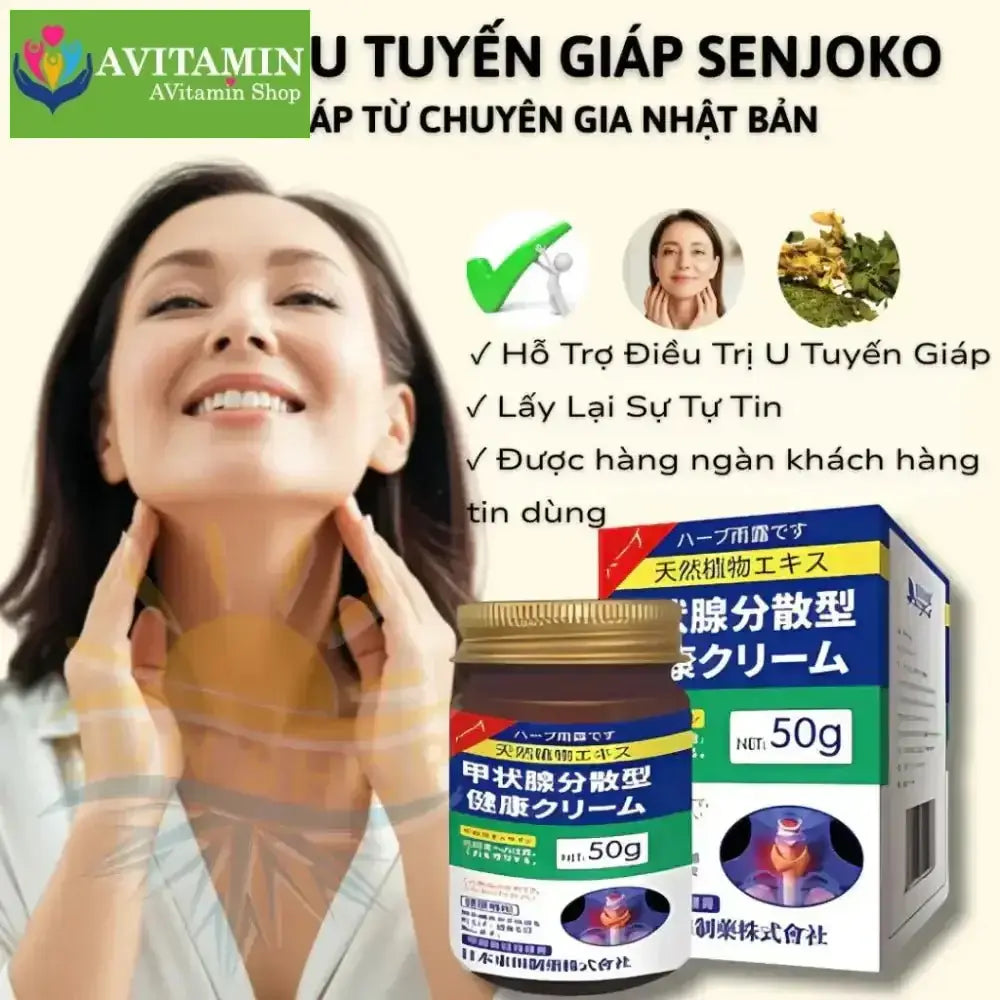 Kem Bôi SENJOKO NHẬT BẢN Hỗ Trợ Tan U Tuyến Giáp, Giảm Sưng Hạch Cổ, Giảm Kích Thước U, Giảm Sưng Viêm,Hạch Cổ - AVITAMINSHOP.COM