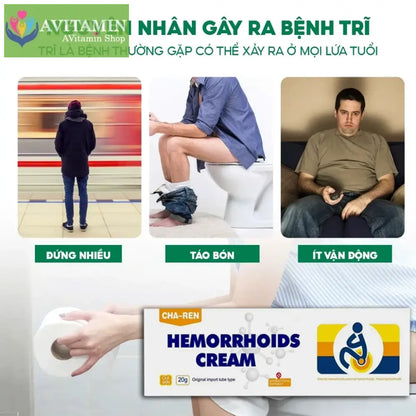 Kem Bôi Trĩ Nội Ngoại Hỗn Hợp CHA-REN Hàng Xuất Khẩu Châu Âu (EU) Giúp Co Trĩ Giảm Đau Rát Hậu Môn
