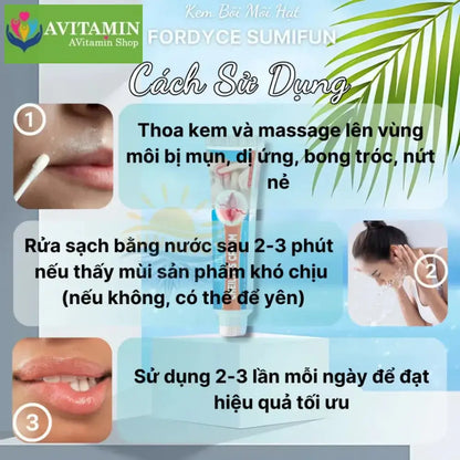 Kem Bong Mụn Môi FORDYCE SUMIFUN 20gr, Khử Thâm Môi, Dưỡng Ẩm Môi, Kem Chống Nứt Nẻ Môi, Môi Mềm Mịn Hồng Mướt - AVITAMINSHOP.COM