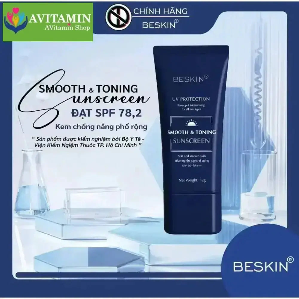 KEM CHỐNG NẮNG PHỔ RỘNG "SMOOTH & TONING SUNSCREEN" SPF 50+ PA+++ - Dung tích: 32g - Thương Hiệu: Beskin - AVITAMINSHOP.COM