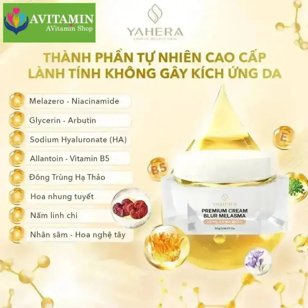 Kem mờ nám tàn nhang YAHERA Premium Cream Blur Melasma mờ nám tàn nhang chống lão hoá dưỡng ẩm 30g - AVITAMINSHOP.COM