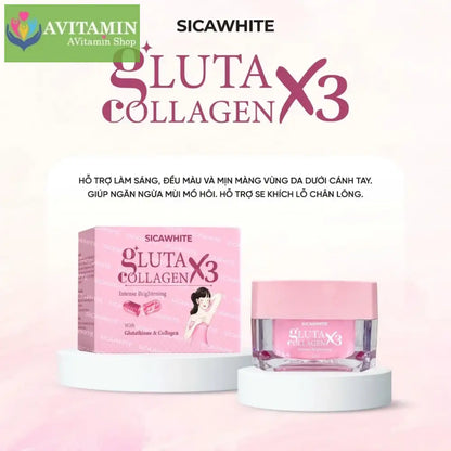 Kem nách mờ thâm - S C SICAWHITE - GLUTA COLLAGEN X3 INTENSE WHITENING WITH GLUTATHIONE & COLLAGEN 10GR
