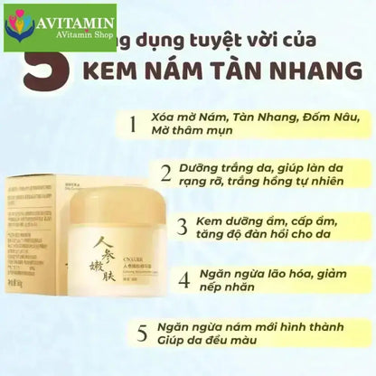 Kem Nám Tàn Nhang Nhân Sâm CNXUER Hộp 60g Kem Mờ Thâm Nám Tàn Nhang Dưỡng Ẩm Sáng Da Ngừa Lão Hóa - AVITAMINSHOP.COM