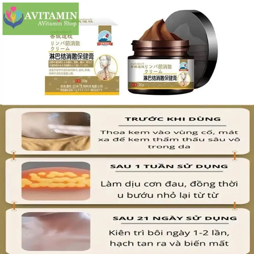 Kem Tan Hạch Bạch Huyết SHIXENDO Cổ Truyền Nhật Bản - Kem SHIXENDO Giảm U hạch U Tuyến Giáp U Lành Tính,30g