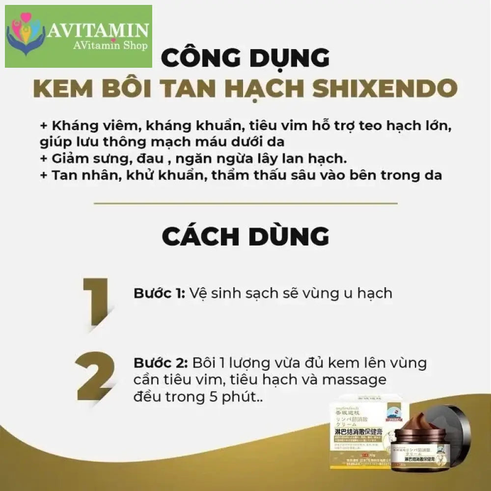 Kem Tan Hạch Bạch Huyết SHIXENDO Cổ Truyền Nhật Bản - Kem SHIXENDO Giảm U hạch U Tuyến Giáp U Lành Tính,30g