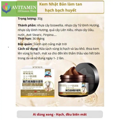 Kem tan hạch bạch huyết Shixendo dùng cho vùng cổ nách sau tai làm tan u hạch giảm sưng đỏ