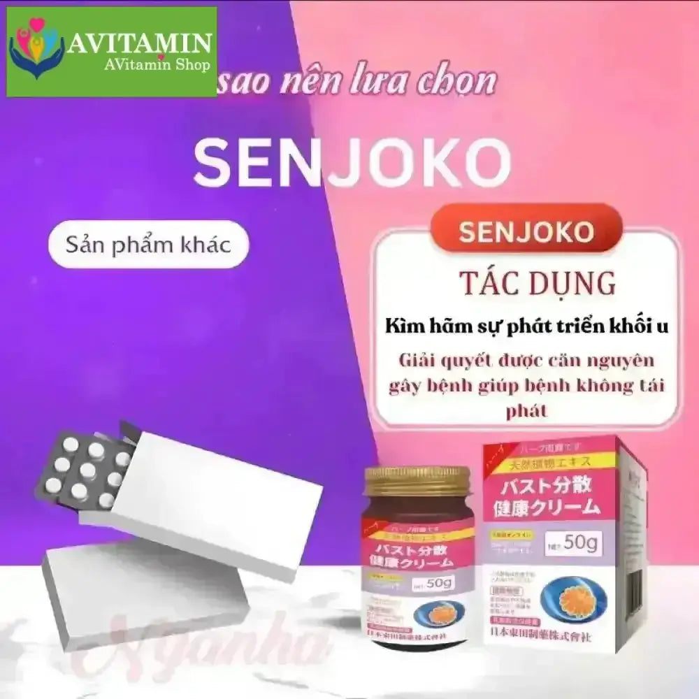 Kem Tan U Bướu Tuyến Vú Senjoko Nhật Bản 50g - Tan U Bướu, U Vú, Giảm Sưng Đau Hạch Nách, Ngực, U Xơ Tuyến Vú Lành Tính - AVITAMINSHOP.COM