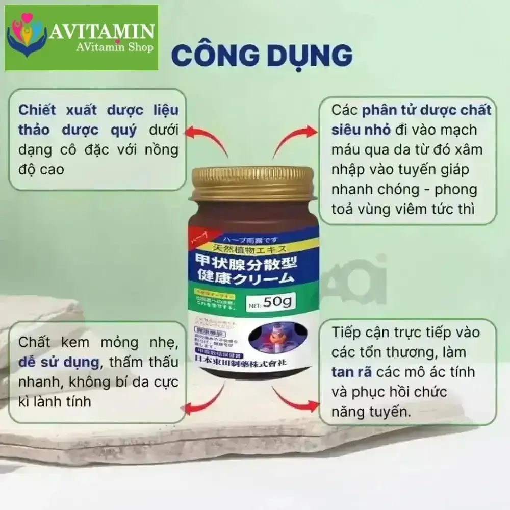 Kem Thảo Mộc Xóa Tan U Tuyến Giáp SENJOKO Nhật Bản 50g – Dưỡng Da Vùng Cổ, Làm Dịu Da, Chăm Sóc Cổ Khỏe Mạnh - AVITAMINSHOP.COM