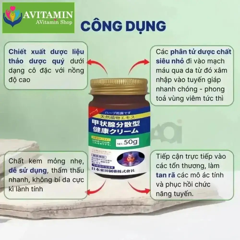 Kem Thảo Mộc Xóa Tan U Tuyến Giáp SENJOKO Nhật Bản 50g – Dưỡng Da Vùng Cổ, Làm Dịu Da, Chăm Sóc Cổ Khỏe Mạnh - AVITAMINSHOP.COM