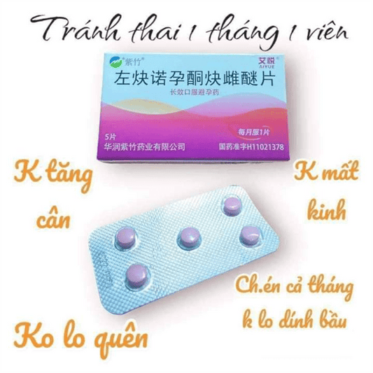 [MẪU MỚI] Viên Uống Tránh Thai Aiyue Hong Kong (Hộp 5 Viên - Tháng 1 Viên) - AVITAMINSHOP.COM