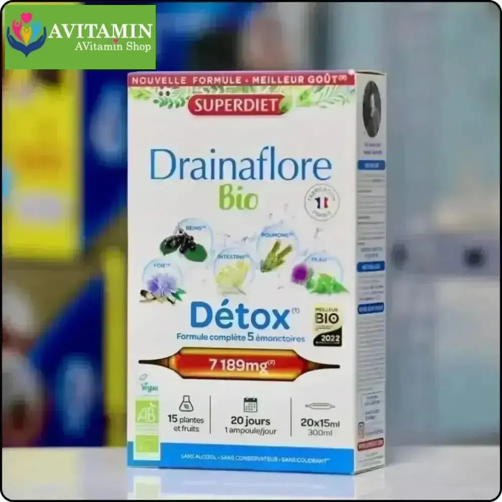 NƯỚC UỐNG SUPERDIET DRAINAFLORE BIO DETOX 5IN1 hộp 20 ống - AVITAMINSHOP.COM