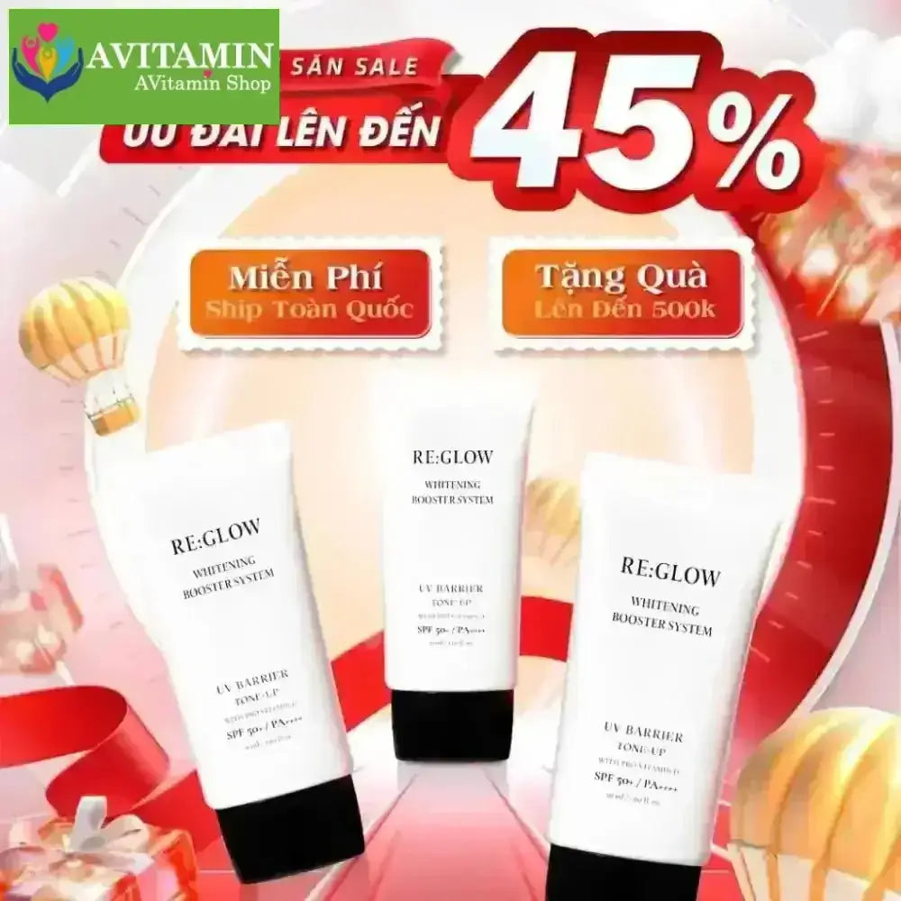 RE:GLOW Kem Chống Nắng Dưỡng Trắng Nâng Tone Chống Tia UVA/UVB & Ánh Sáng Xanh 50ml Reglow phiên bản Nâng cấp - AVITAMINSHOP.COM