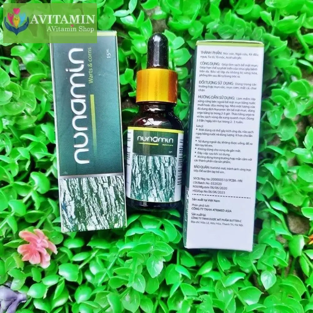 Serum tẩy Mụn cóc Mụn do virus HPV gây ra Mụn cơm Mắt cá chân Chai chân chiết suất từ thảo mộc - NUNAMIN SERUM 15ML