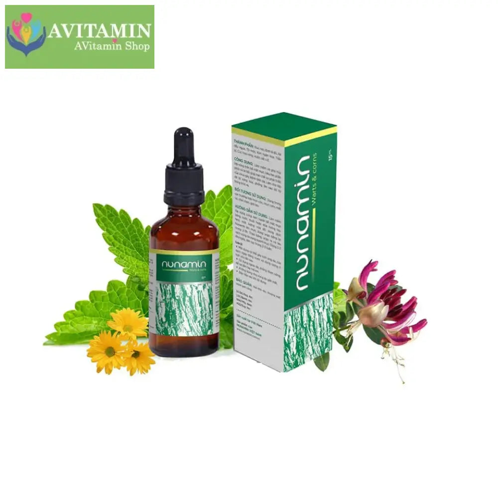 Serum tẩy Mụn cóc Mụn do virus HPV gây ra Mụn cơm Mắt cá chân Chai chân chiết suất từ thảo mộc - NUNAMIN SERUM 15ML