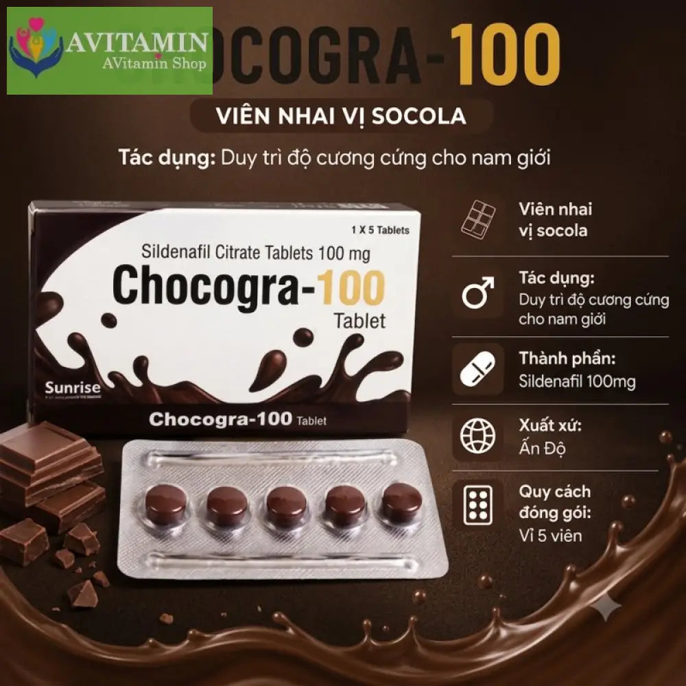 Socola Cương Dương Chocogra 100mg Sunrise Bí Quyết Giúp Nam Giới Sung Mãn