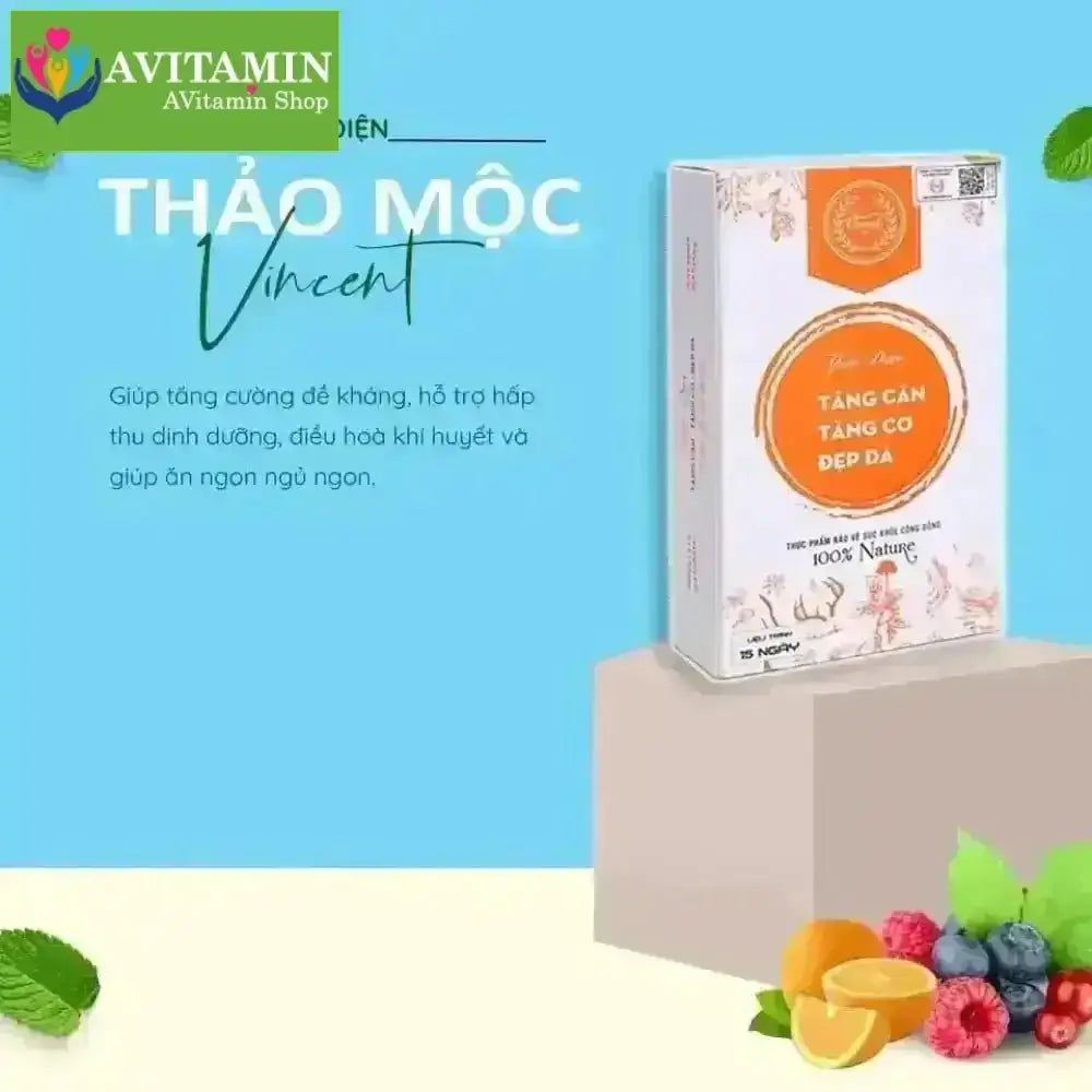 Tăng cân Vincent chính hãng viên uống thảo mộc tăng cân cho người gầy lâu năm cơ địa khó lên kí - AVITAMINSHOP.COM