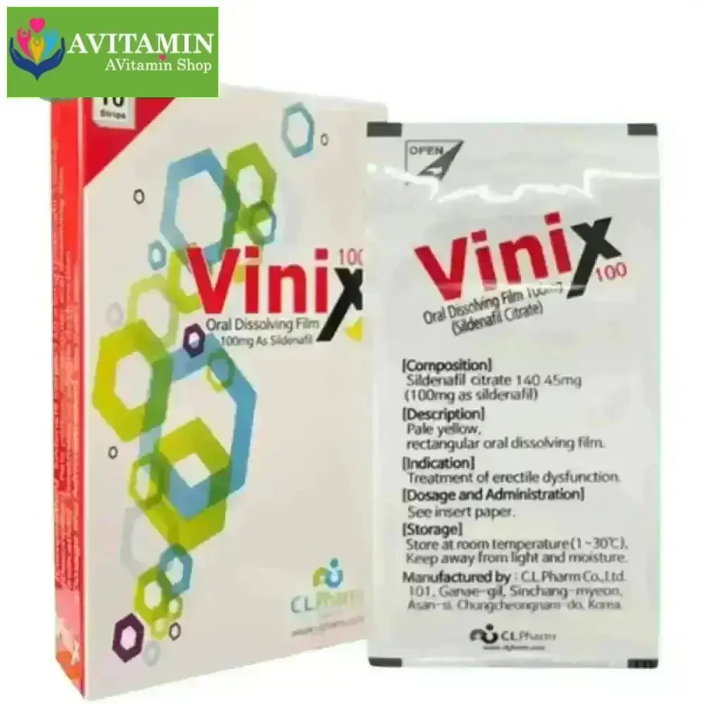 Tem ngậm Vinix 100 điều trị rối loạn cương dương ở nam giới (Hộp 10 phim) - AVITAMINSHOP.COM