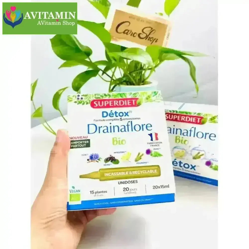 Thải độc chuyên sâu 5 trong 1 Detox Drainaflore BIO Superdiet 20 ống - AVITAMINSHOP.COM