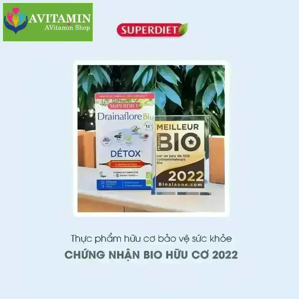 Thải độc chuyên sâu 5 trong 1 Detox Drainaflore BIO Superdiet 20 ống - AVITAMINSHOP.COM