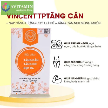 Thảo mộc Tăng cân Vincent dành cho cơ địa gầy lâu năm an toàn chính hãng tăng 3-5kg sau 1 liệu trình