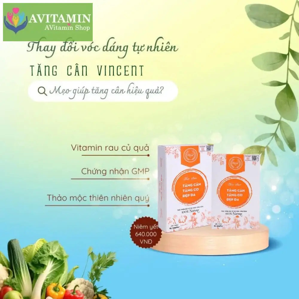 Thảo mộc Tăng cân Vincent dành cho cơ địa gầy lâu năm an toàn chính hãng tăng 3-5kg sau 1 liệu trình