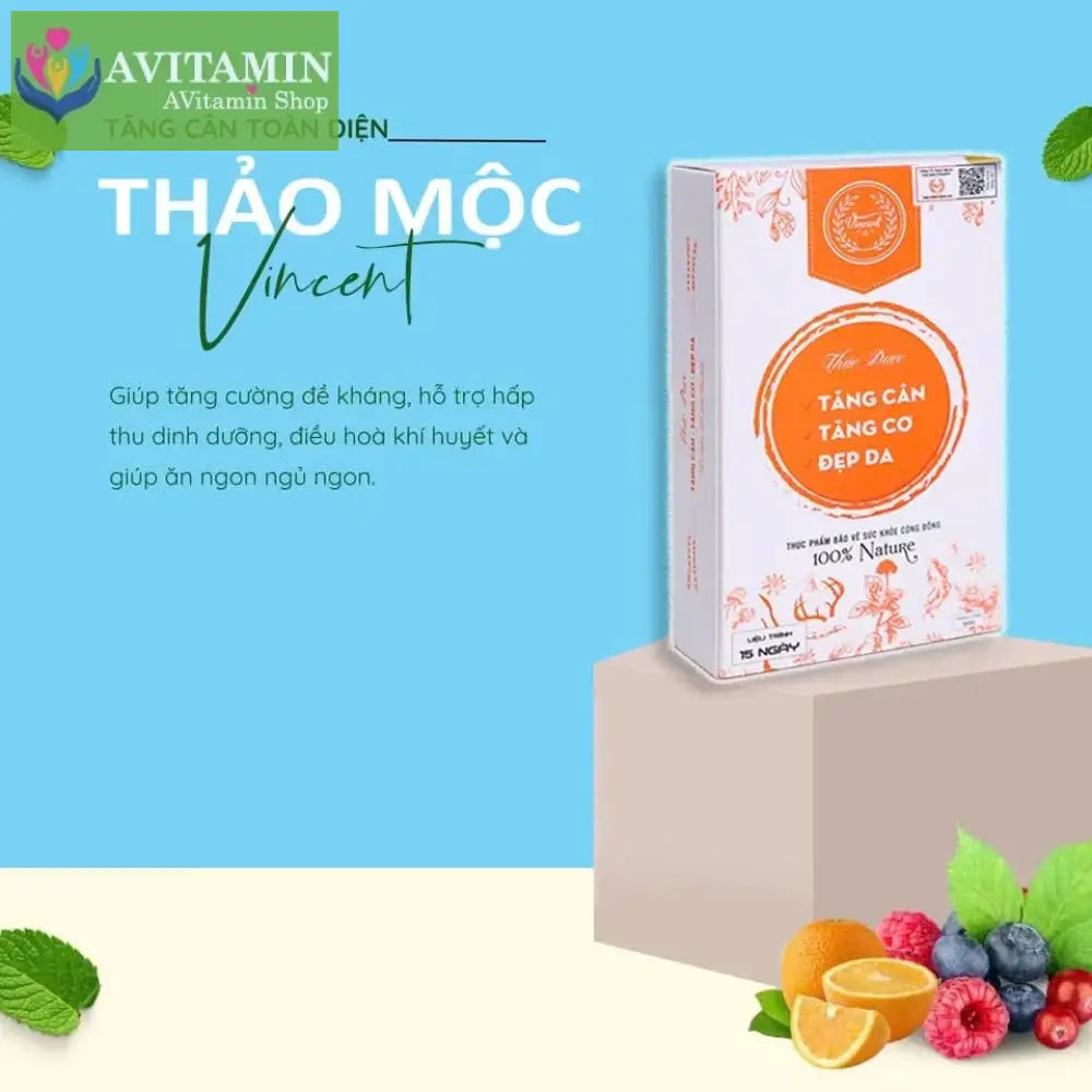 Thảo mộc Tăng cân Vincent dành cho cơ địa gầy lâu năm an toàn chính hãng tăng 3-5kg sau 1 liệu trình