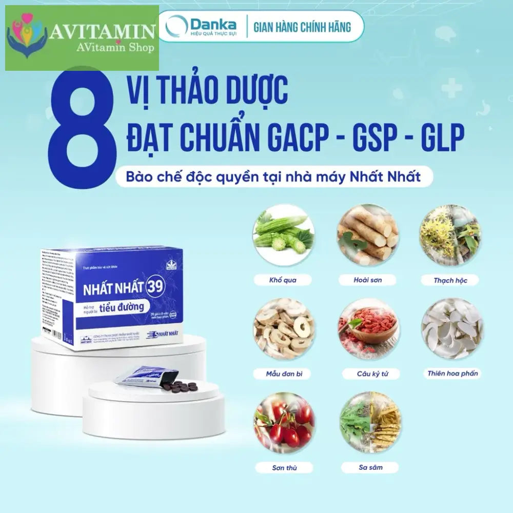 Thực phẩm bảo vệ sức khoẻ Nhất Nhất 39 Tiểu đường - Hỗ trợ giảm đường huyết giảm nguy cơ biến chứng tim mạch