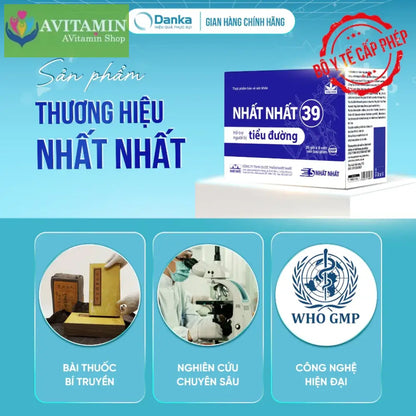 Thực phẩm bảo vệ sức khoẻ Nhất Nhất 39 Tiểu đường - Hỗ trợ giảm đường huyết giảm nguy cơ biến chứng tim mạch