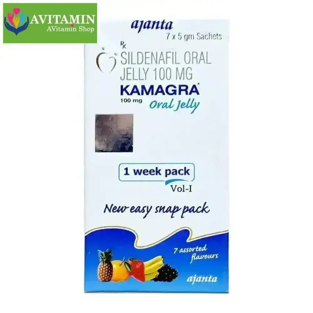 Thuốc cường dương Kamagra Oral Jelly 100mg Vol 1, Hộp 7 gói - AVITAMINSHOP.COM