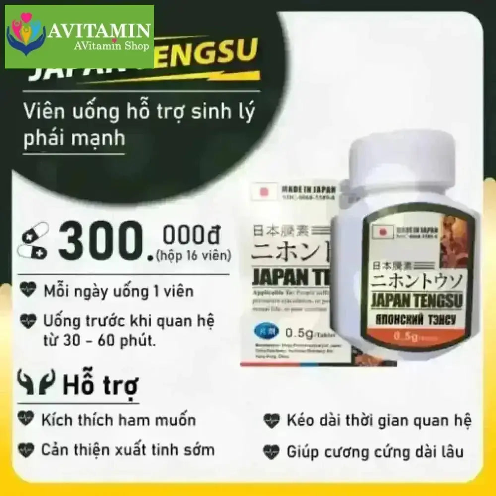 Thuốc Viên uống Tengsu Japan – Bản Chuẩn Nhật Chính Hãng, Tăng Cường Sinh Lý Nam, Hỗ Trợ Trị Xuất Tinh Sớm - AVITAMINSHOP.COM