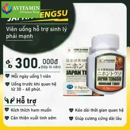 Thuốc Viên uống Tengsu Japan – Bản Chuẩn Nhật Chính Hãng, Tăng Cường Sinh Lý Nam, Hỗ Trợ Trị Xuất Tinh Sớm - AVITAMINSHOP.COM