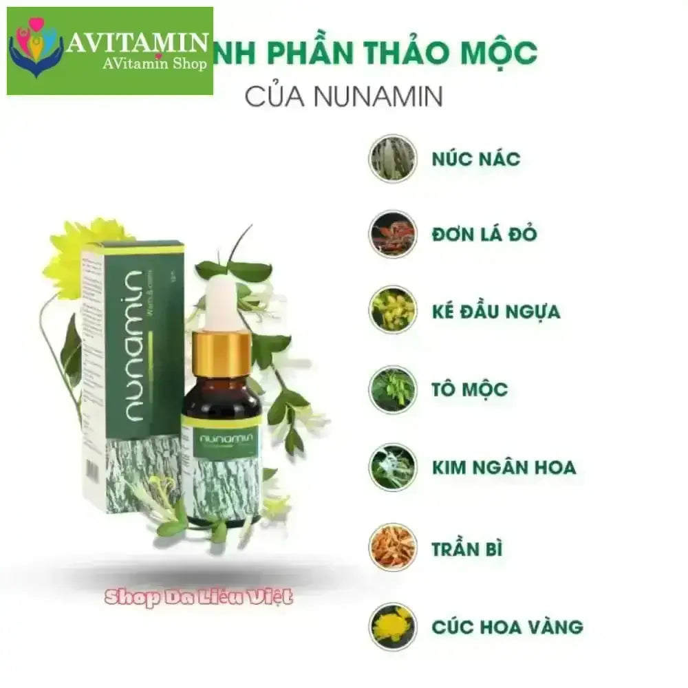Tinh chất tẩy Mụn cóc, Mụn cơm, Mụn thịt - Nunamin 15ml chiết xuất thảo mộc, không đau rát, không để lại sẹo - AVITAMINSHOP.COM