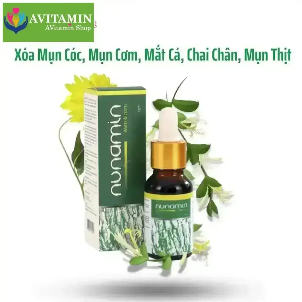 Tinh chất tẩy Mụn cóc, Mụn cơm, Mụn thịt - Nunamin 15ml chiết xuất thảo mộc, không đau rát, không để lại sẹo - AVITAMINSHOP.COM