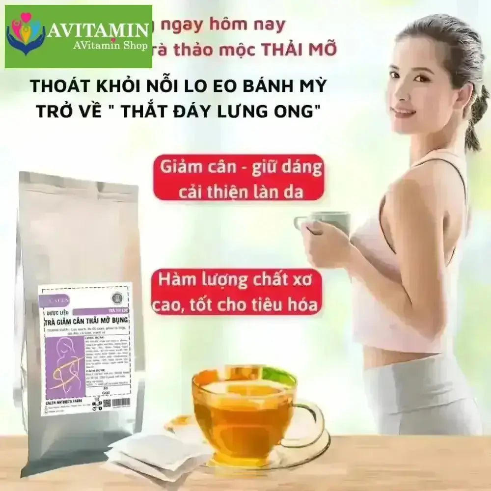 Trà thải mỡ bụng Calen giúp đào thải mỡ dưới da, giảm mỡ bụng, đùi, bắp tay, bắp chân hiệu quả bịch 30 túi lọc - AVITAMINSHOP.COM