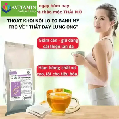 Trà thải mỡ bụng Calen giúp đào thải mỡ dưới da, giảm mỡ bụng, đùi, bắp tay, bắp chân hiệu quả bịch 30 túi lọc - AVITAMINSHOP.COM