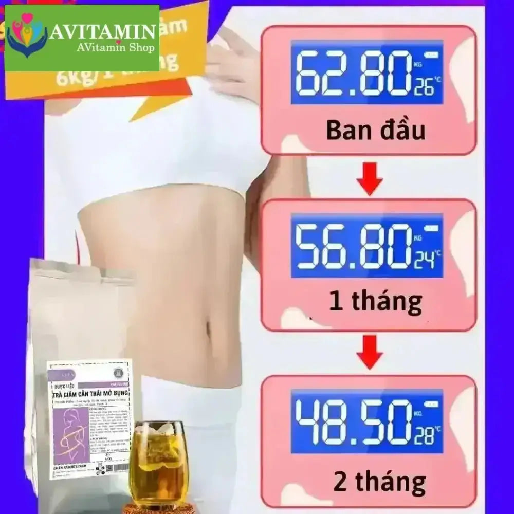 Trà thải mỡ bụng Calen giúp đào thải mỡ dưới da, giảm mỡ bụng, đùi, bắp tay, bắp chân hiệu quả bịch 30 túi lọc - AVITAMINSHOP.COM