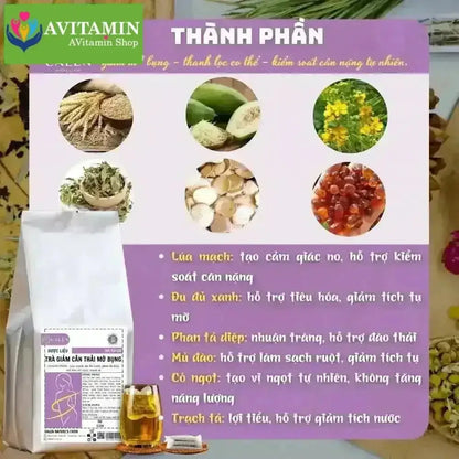 Trà thải mỡ bụng Calen giúp đào thải mỡ dưới da, giảm mỡ bụng, đùi, bắp tay, bắp chân hiệu quả bịch 30 túi lọc - AVITAMINSHOP.COM