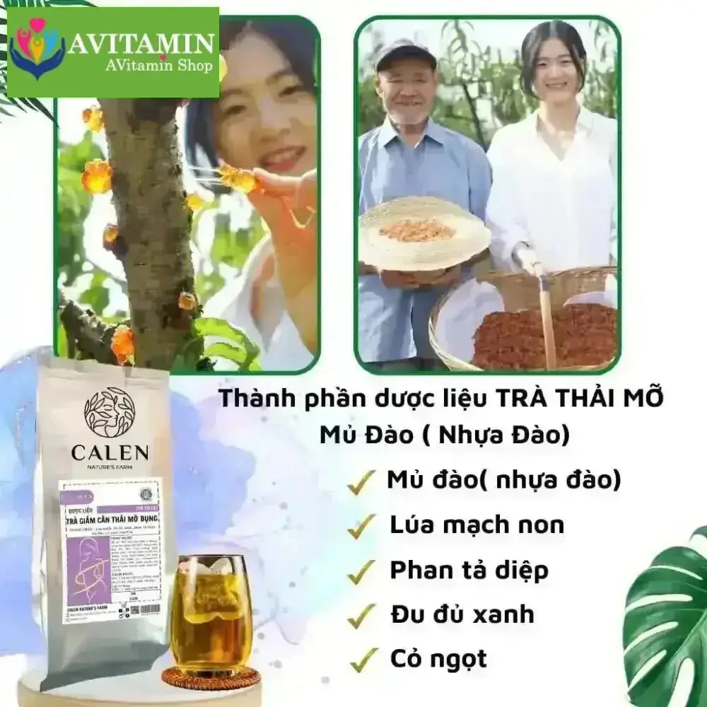 Trà thải mỡ bụng Calen giúp đào thải mỡ dưới da, giảm mỡ bụng, đùi, bắp tay, bắp chân hiệu quả bịch 30 túi lọc - AVITAMINSHOP.COM
