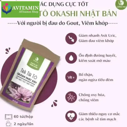 Trà Tía Tô OKASHI GOLD Nhật Bản ( Hỗ trợ bệnh Gút, Giảm chỉ số acid uric, Giảm đau xương khớp) - Bịch 60 túi lọc - AVITAMINSHOP.COM