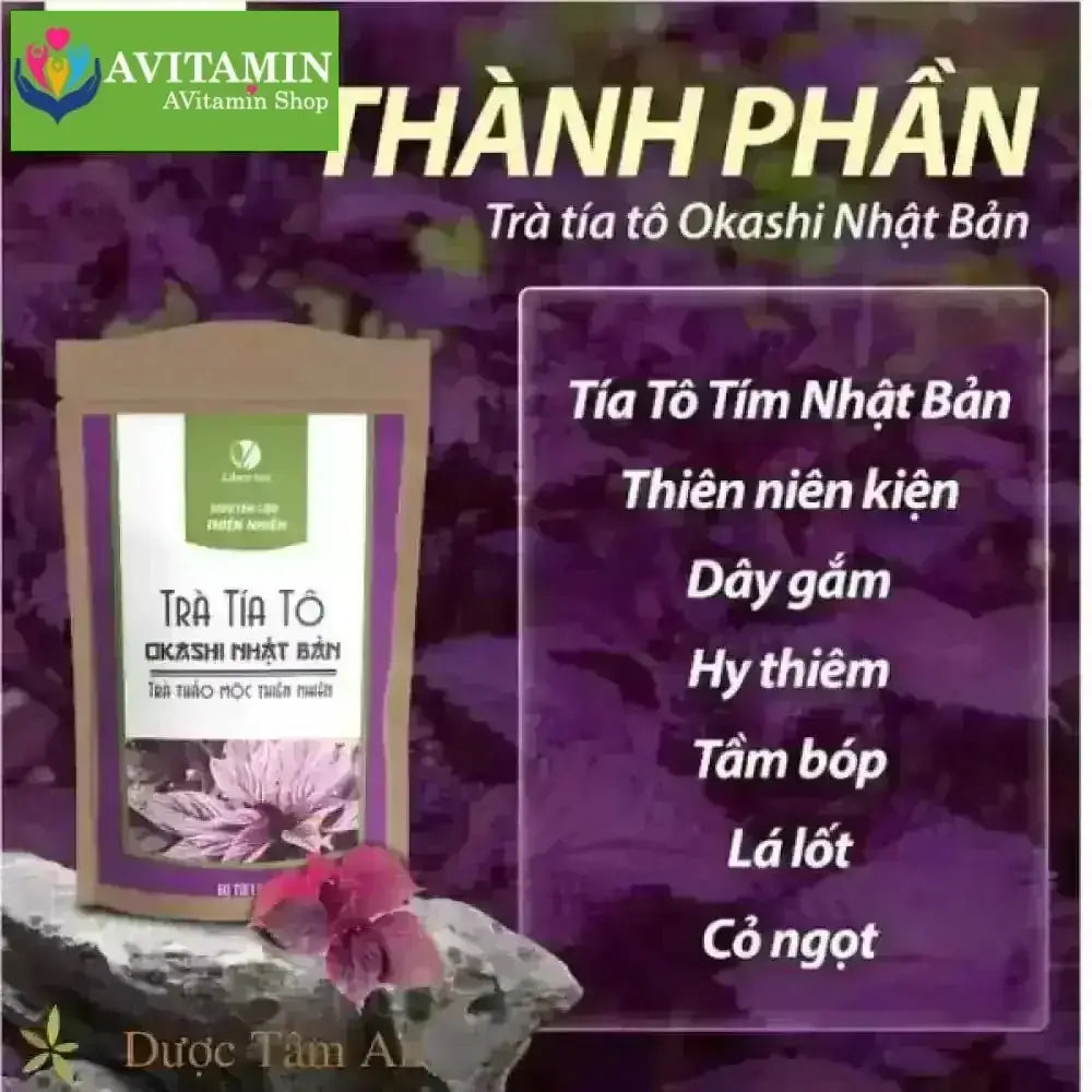 Trà Tía Tô OKASHI Nhật Bản ( Hỗ trợ bệnh Gút, Giảm chỉ số acid uric, Giảm đau xương khớp) - Bịch 60 túi lọc - AVITAMINSHOP.COM