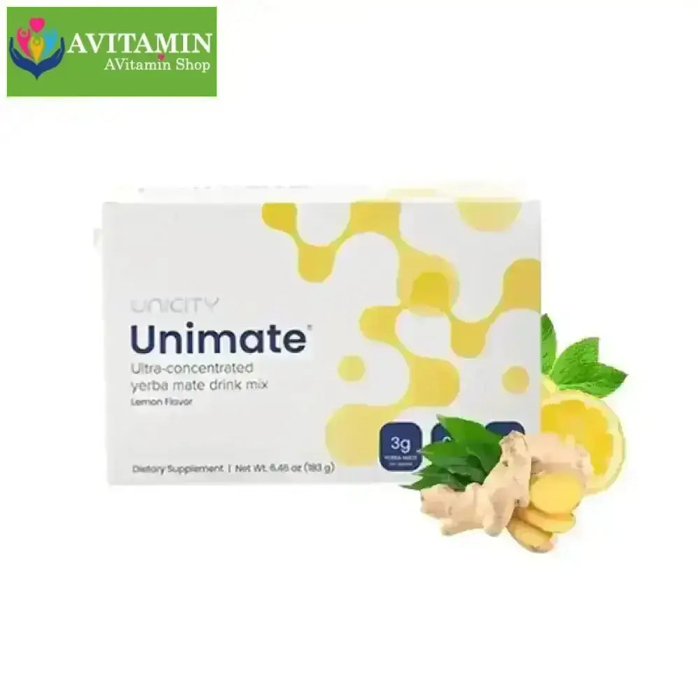Unimate vị chanh gừng Unimate Lemon Ginger Unicity Hỗ Trợ Tăng Cường Năng Lượng và Chống Lão Hóa - AVITAMINSHOP.COM